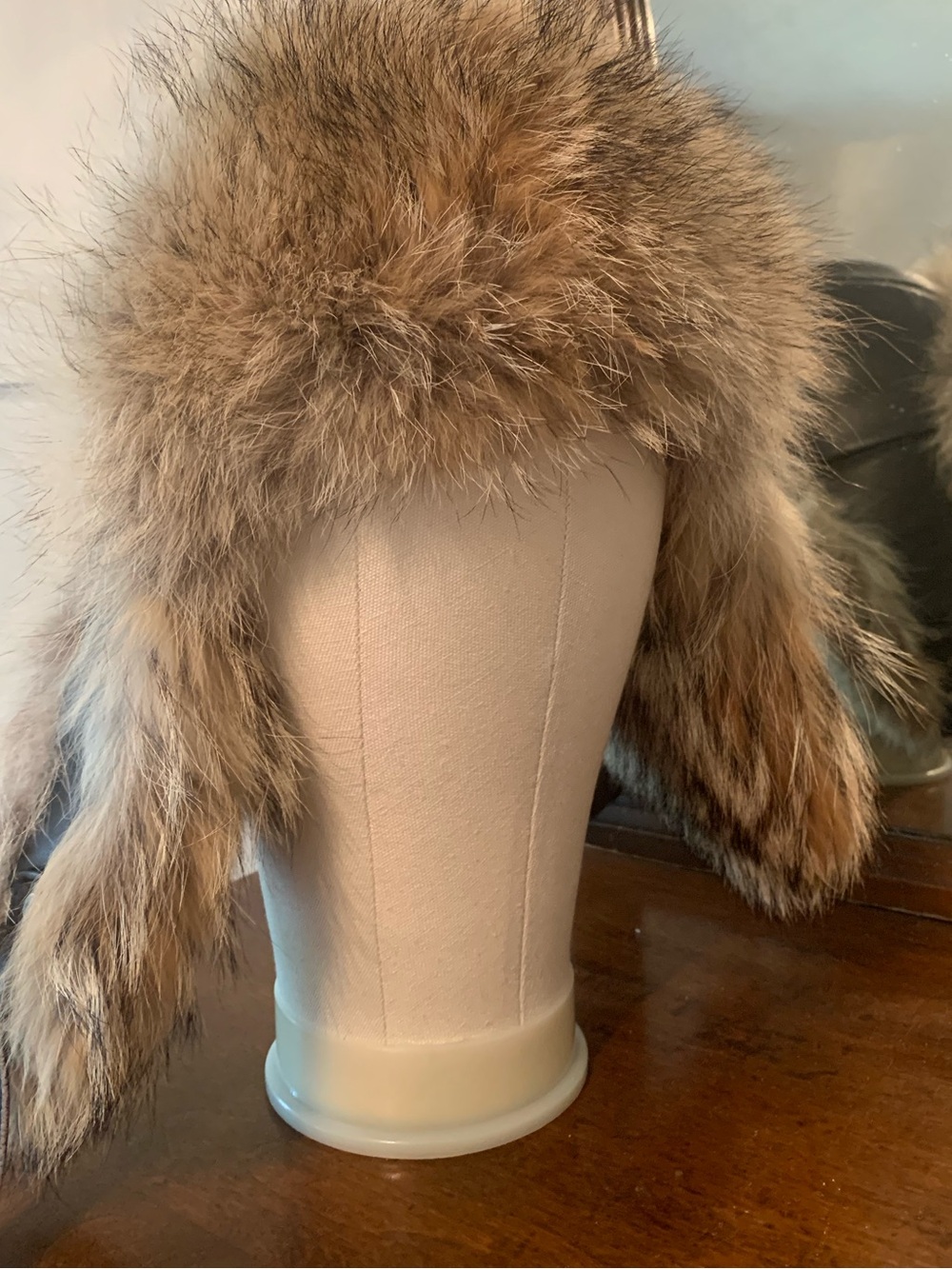 FRR Coyote Fur Trapper Hat with Genuine Leather - Vintage EUC